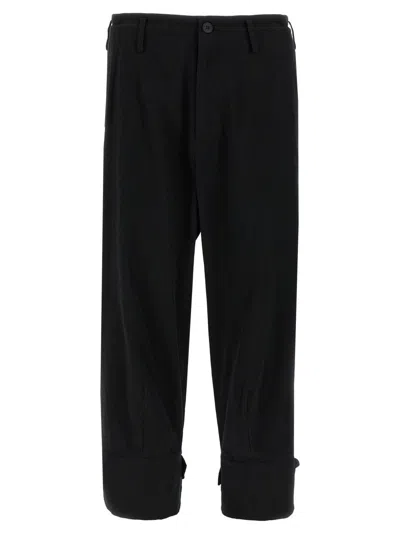 Yohji Yamamoto Unique Print Cotton Trousers In Black