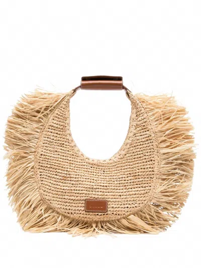 Staud Women's Moon Raffia Tote Bag In Natural Fringe In Multi
