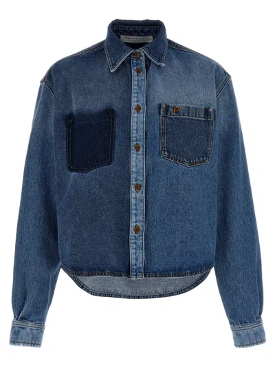 Philosophy Di Lorenzo Serafini Delavé Effect Cotton Denim Shirt In Blue