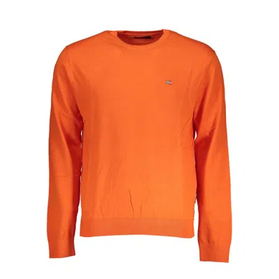 Napapijri Pink Long Sleeve Crew Neck Cotton Sweater In Orange