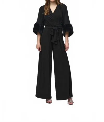 Joseph Ribkoff Sweater Knit Bolero With Faux Fur Trim In Black In Black