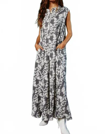 Bucketlist Wide Leg Printed Jumpsuit In Multi In Gray