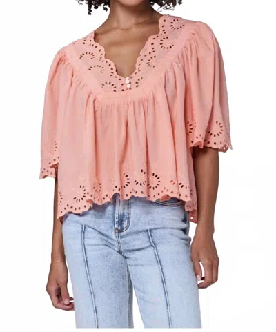 Dear John Denim Lania Eyelet Blouse In Coral In Pink