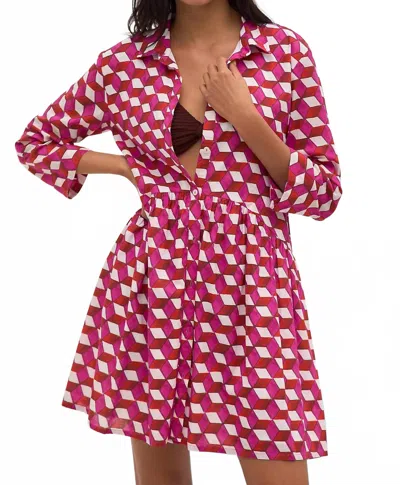 Ro's Garden Deauville Short Dress In Pink Etna In Multi