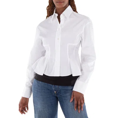 Stella Mccartney Collared Cotton Peplum Shirt In White