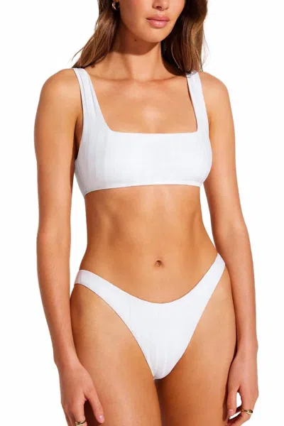 Vitamin A Cali High Leg Bikini Bottom In Superrib White In White