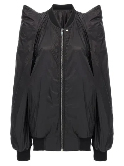 Rick Owens Lightweight Nylon Jacket With Ribbed Knit Details In Black