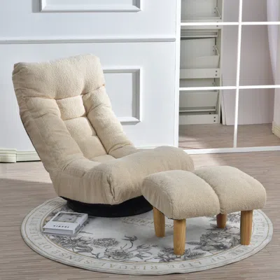 Hivvago 3 Adjustable Head Segments Single Sofa Reclining Leisure Accent Chair- White In Neutral