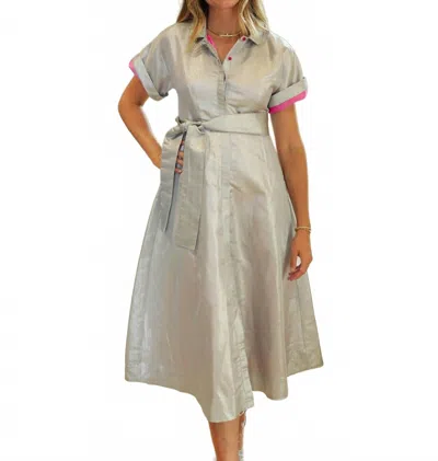 Buru Day Midi Dress In Silver In Metallic