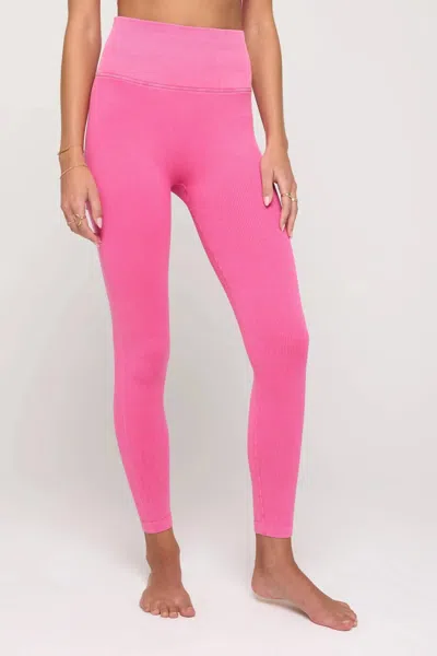 Spiritual Gangster Love Sculpt Washed 7/8 Legging In Neon Pink In Pink