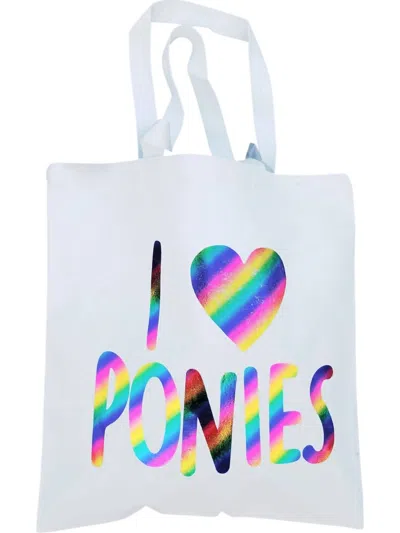 Muddy Carrots Women's Cotton Canvas Tote Bag In I Love Ponies In Multi