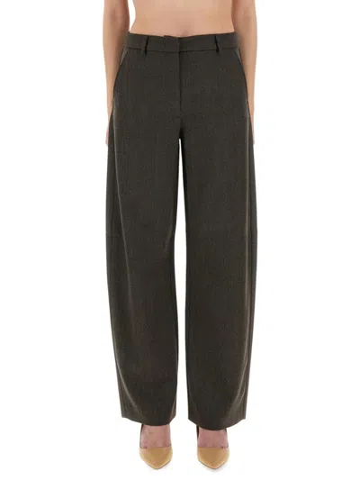 Moschino High-waisted Wide Leg Pants With Tailored Silhouette In Gray
