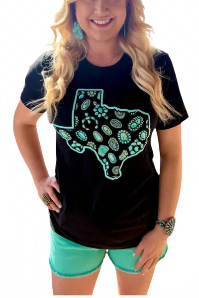 Sterling Kreek Texas Short Sleeve Top - Plus In Turquoise In Black