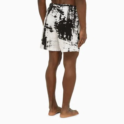 Alexander Mcqueen Men's Abstract Print Swim Shorts With Logo In White