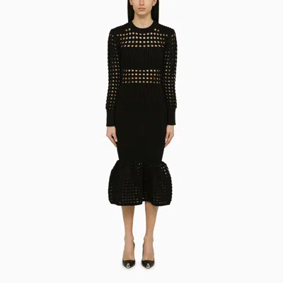 Alexander Mcqueen Women's Black Knitted Midi Dress In Black