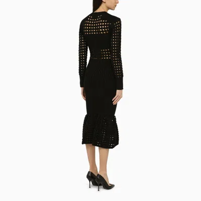 Alexander Mcqueen Women's Black Knitted Midi Dress In Black