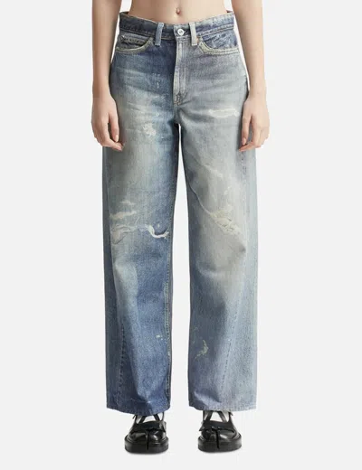 Our Legacy High Waist Boyfriend Jeans With Distressed Finish In Blue