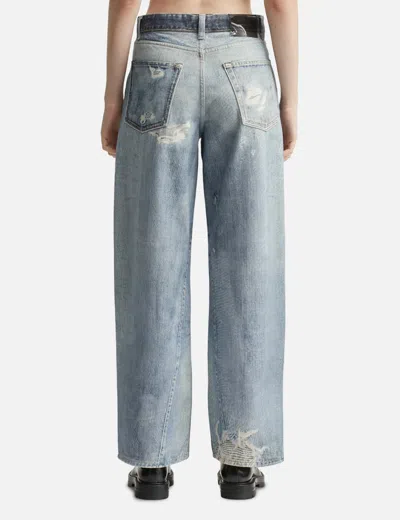 Our Legacy High Waist Boyfriend Jeans With Distressed Finish In Blue