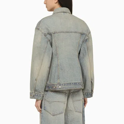 Balenciaga Light Blue Washed-effect Denim Jacket In Blue