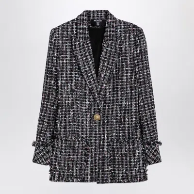 Balmain Women's Single-breasted Tweed Blazer Dress In Black