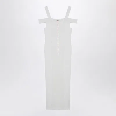 Balmain Women's White Knit Dress With Double Straps In White