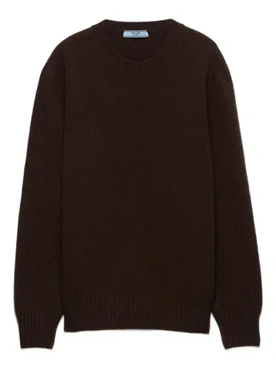 Prada Wool And Cashmere Crew-neck Sweater Clothing In Brown
