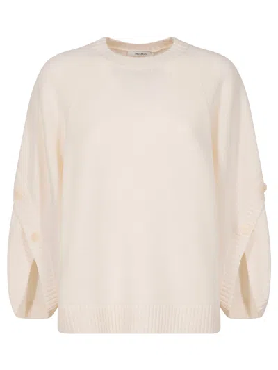 Max Mara Crossover Detail Oversized Wool And Cashmere Sweater In White