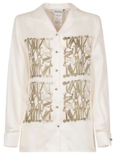 Max Mara Nabil Silk Twill Shirt In White