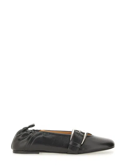 Ganni Ballerina With Buckle Strap In Black