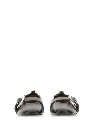 Ganni Ballerina With Buckle Strap In Black