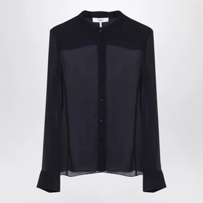 Chloé Women's Transparent Blue Silk Blouse In Blue