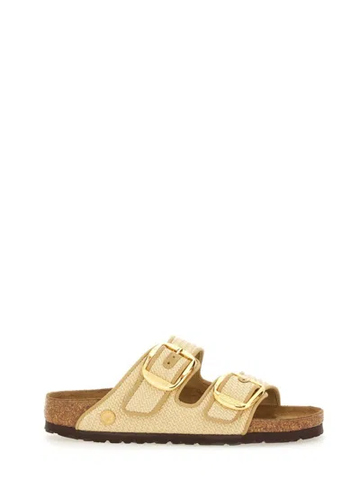 Birkenstock Arizona Hammered Big Buckle Slide Sandal In Sand