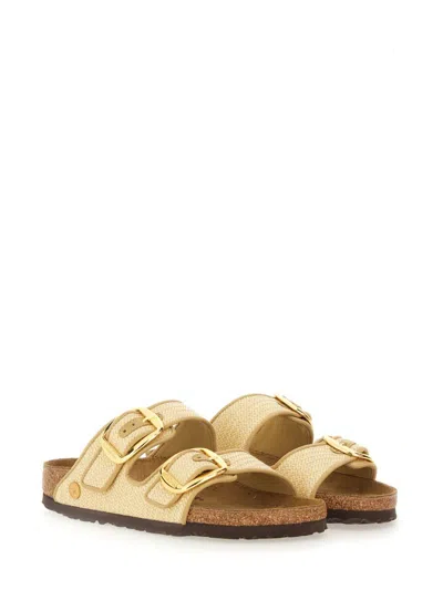 Birkenstock Arizona Hammered Big Buckle Slide Sandal In Sand