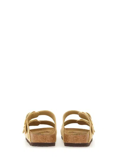 Birkenstock Arizona Hammered Big Buckle Slide Sandal In Sand