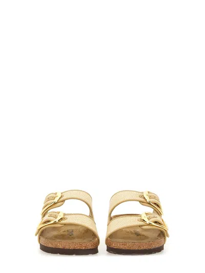 Birkenstock Arizona Hammered Big Buckle Slide Sandal In Sand