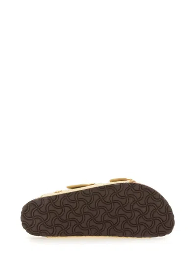 Birkenstock Arizona Hammered Big Buckle Slide Sandal In Sand