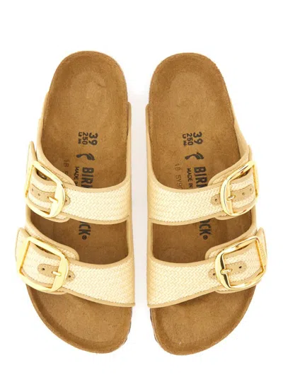 Birkenstock Arizona Hammered Big Buckle Slide Sandal In Sand