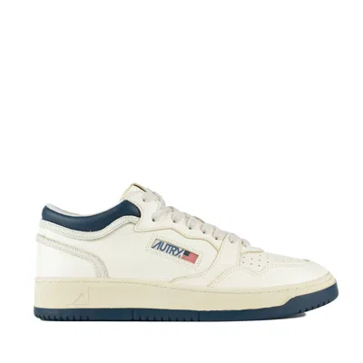 Autry Sneakers Med-way Mid In White And Blue Leather In Multi