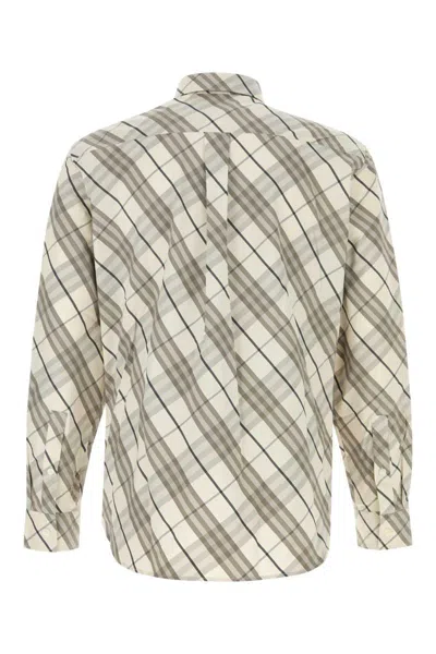 Burberry Checked Pattern Poplin Shirt With Button-down Collar In Multi