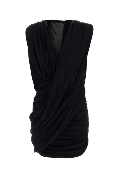 Magda Butrym Mini Dress Draped Design Ruched Detailing Sleeveless In Black