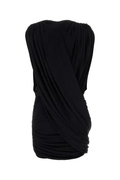Magda Butrym Mini Dress Draped Design Ruched Detailing Sleeveless In Black