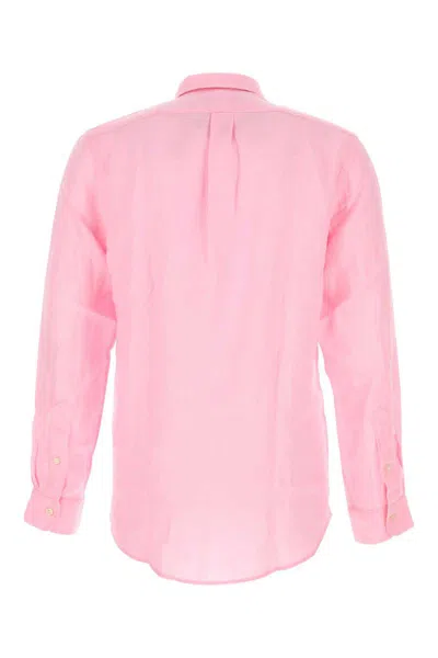 Polo Ralph Lauren Linen Shirt Custom Fit Collar Sleeves In Pink