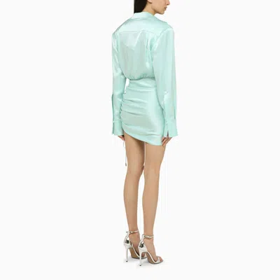 David Koma Women's Aqua Green Wool Mini Dress In Blue