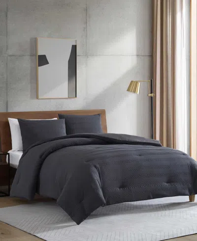 Kenneth Cole New York Crosswalk Herringbone Black Duvet Cover Set