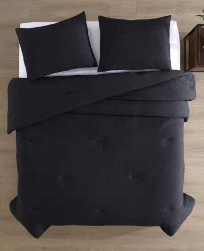 Kenneth Cole New York Crosswalk Herringbone Black Duvet Cover Set