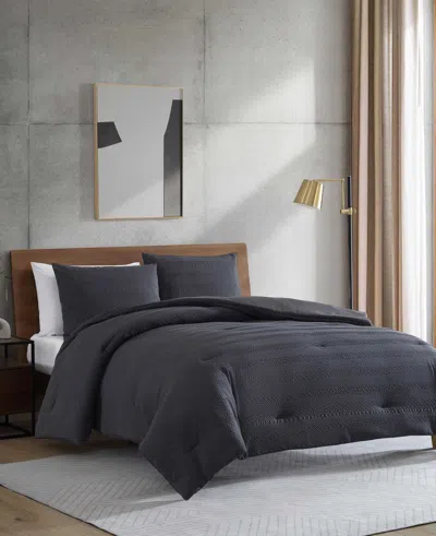 Kenneth Cole New York Crosswalk Herringbone Black Comforter Set
