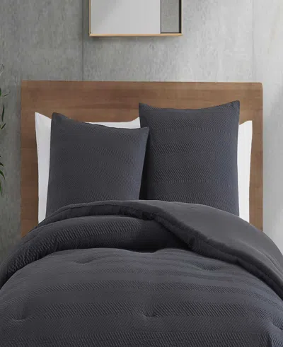 Kenneth Cole New York Crosswalk Herringbone Black Comforter Set
