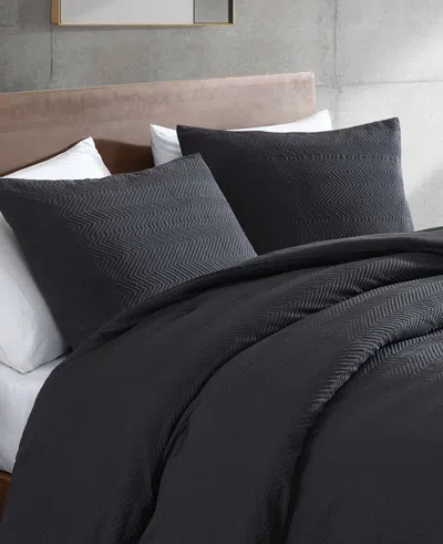 Kenneth Cole New York Crosswalk Herringbone Black Comforter Set