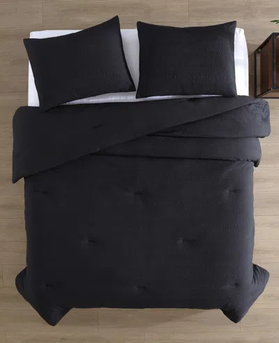 Kenneth Cole New York Crosswalk Herringbone Black Comforter Set