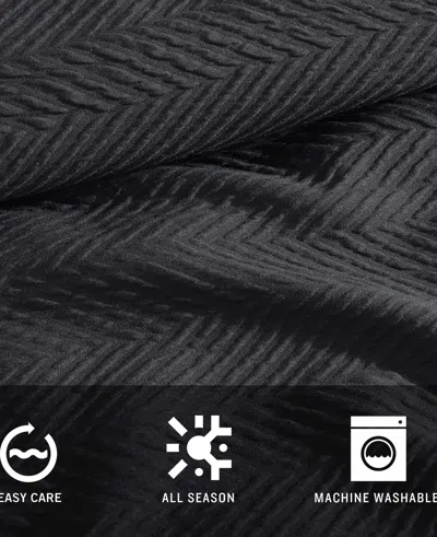Kenneth Cole New York Crosswalk Herringbone Black Duvet Cover Set